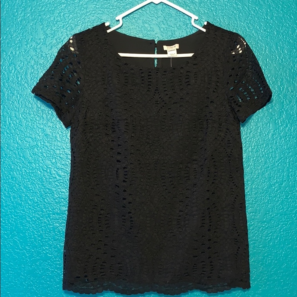 NWT J Crew black eyelet overlay blouse - Picture 1 of 4